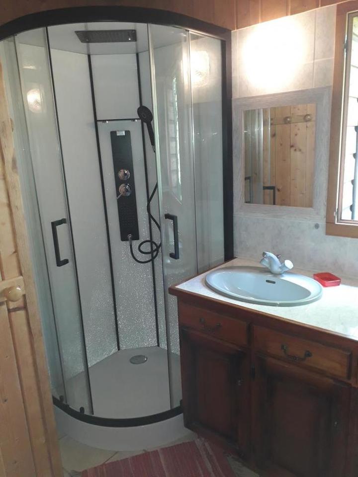 Salle d'eau avec douche à jets.